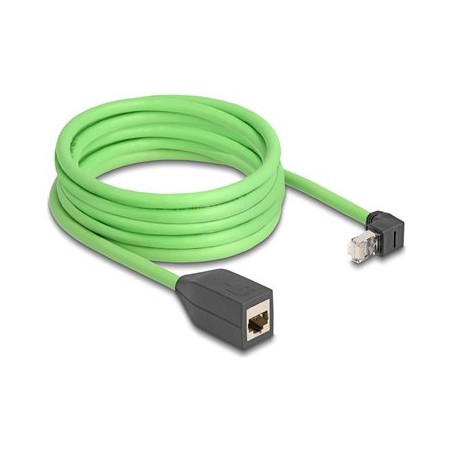 Delock - Prodlužovací kabel - RJ-45 (M) zahnutý nahoru do RJ-45 (F) rovné - 5 m - 6.8 mm - SF/UTP - CAT 6a - zelená