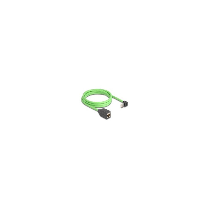 Delock - Sítový prodlužovací kabel - RJ-45 (M) zahnutý nahoru do RJ-45 (F) - 2 m - 6.8 mm - SF/UTP - CAT 6a - prirazení pinu