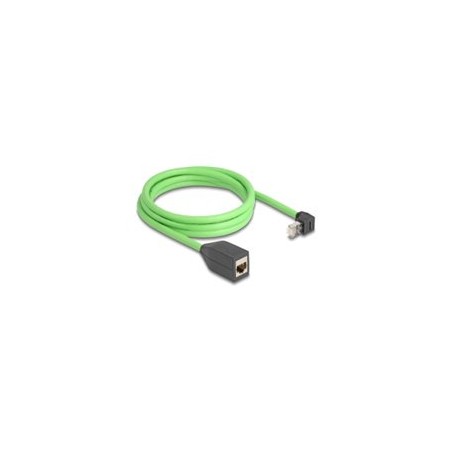 Delock - Sítový prodlužovací kabel - RJ-45 (M) zahnutý nahoru do RJ-45 (F) - 2 m - 6.8 mm - SF/UTP - CAT 6a - prirazení pinu