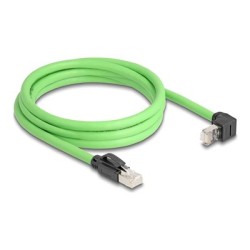 Delock - Patch kabel - RJ-45 (M) prímý, bez zacvaknutí do RJ-45 (M) zahnutý nahoru - 2 m - 6.8 mm - SF/UTP - CAT 6a - zelená