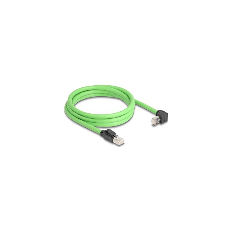 Delock - Patch kabel - RJ-45 (M) prímý, bez zacvaknutí do RJ-45 (M) zahnutý nahoru - 2 m - 6.8 mm - SF/UTP - CAT 6a - zelená