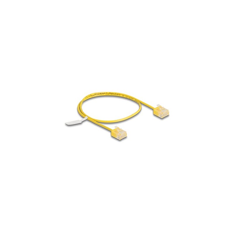 Delock - Patch kabel - RJ-45 (M) krátký do RJ-45 (M) krátký - 50 cm - 2.6 mm - UTP - CAT 6 - lisovaný, ultra-tenký - žlutá
