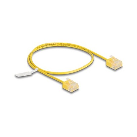 Delock - Patch kabel - RJ-45 (M) krátký do RJ-45 (M) krátký - 50 cm - 2.6 mm - UTP - CAT 6 - lisovaný, ultra-tenký - žlutá