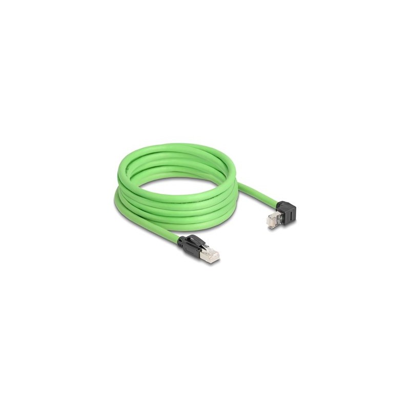 Delock - Patch kabel - RJ-45 (M) rovné do RJ-45 (M) zahnutý nahoru - 5 m - 6.8 mm - SF/UTP - CAT 6a - provedení bez hrbolku