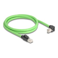 Delock - Patch kabel - RJ-45 (M) prímý, bez zacvaknutí do RJ-45 (M) dolu zahnutý - 1 m - 6.8 mm - SF/UTP - CAT 6a - zelená