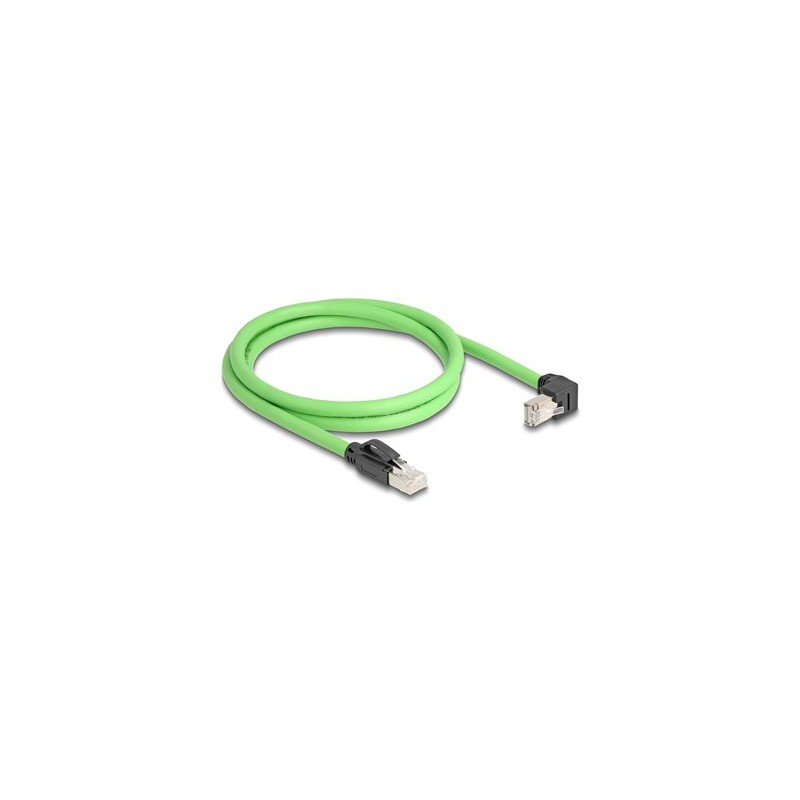Delock - Patch kabel - RJ-45 (M) prímý, bez zacvaknutí do RJ-45 (M) dolu zahnutý - 1 m - 6.8 mm - SF/UTP - CAT 6a - zelená