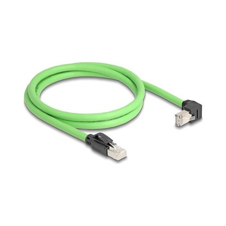 Delock - Patch kabel - RJ-45 (M) prímý, bez zacvaknutí do RJ-45 (M) dolu zahnutý - 1 m - 6.8 mm - SF/UTP - CAT 6a - zelená