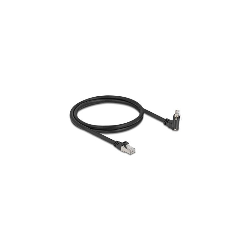 Delock - Sítový kabel - RJ-45 (M) do RJ-45 (M) úhlový, rotující, šroubovací - 1 m - 7 mm - S/FTP - CAT 6 - podpora Gigabit
