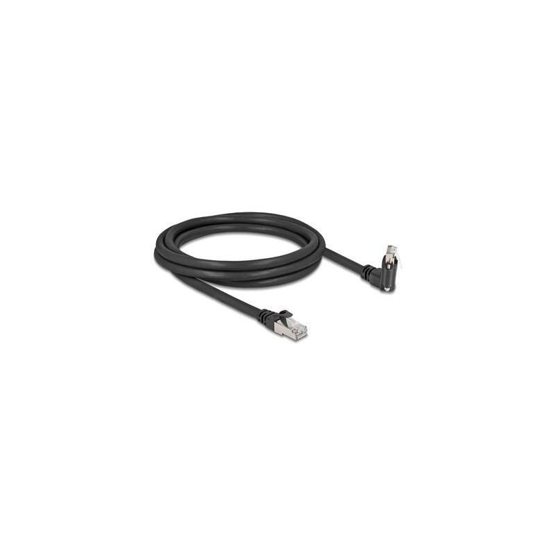 Delock - Sítový kabel - RJ-45 (M) rovné do RJ-45 (M) úhlový, rotující, šroubovací - 2 m - 7 mm - S/FTP - CAT 6 - provedení bez