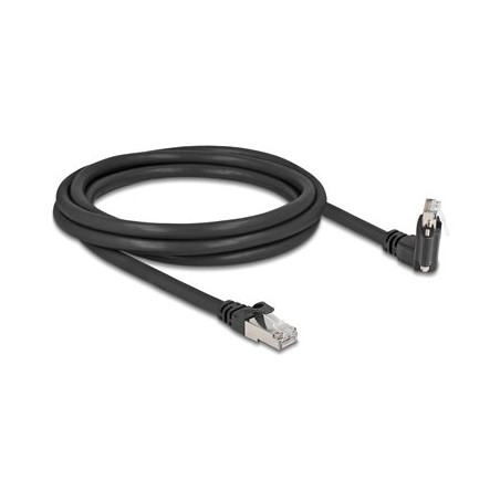 Delock - Sítový kabel - RJ-45 (M) rovné do RJ-45 (M) úhlový, rotující, šroubovací - 2 m - 7 mm - S/FTP - CAT 6 - provedení bez
