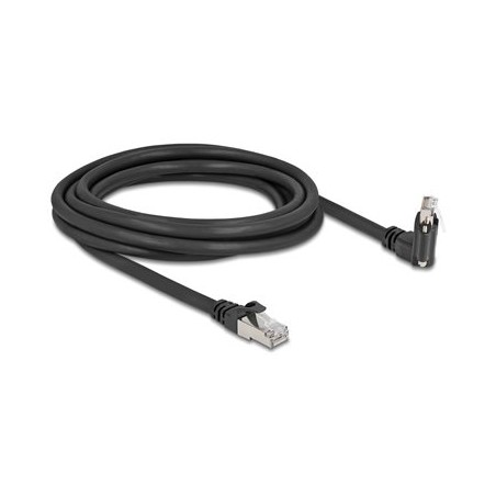 Delock - Sítový kabel - RJ-45 (M) do RJ-45 (M) úhlový, rotující, šroubovací - 3 m - 7 mm - S/FTP - CAT 6 - podpora Gigabit