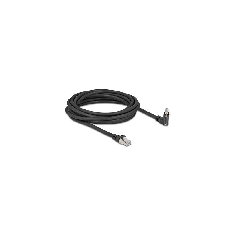 Delock - Sítový kabel - RJ-45 (M) do RJ-45 (M) úhlový, rotující, šroubovací - 5 m - 7 mm - S/FTP - CAT 6 - podpora Gigabit