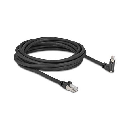 Delock - Sítový kabel - RJ-45 (M) do RJ-45 (M) úhlový, rotující, šroubovací - 5 m - 7 mm - S/FTP - CAT 6 - podpora Gigabit