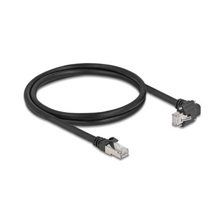 Delock - Sítový kabel - RJ-45 (M) do RJ-45 (M) úhlový, šroubovatelný - 1 m - 7 mm - S/FTP - CAT 6 - podpora Gigabit Ethernet