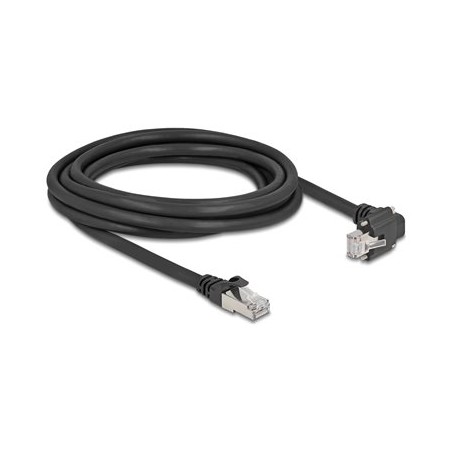 Delock - Sítový kabel - RJ-45 (M) rovné do RJ-45 (M) zkosené - 3 m - 7 mm - S/FTP - CAT 6 - provedení bez hrbolku, podpora