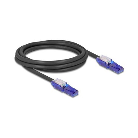 Delock - Sítový kabel - RJ-45 (M) úhel do RJ-45 (M) úhel - 2 m - 6 mm - UTP - CAT 6 - neobsahuje halogen - cerná