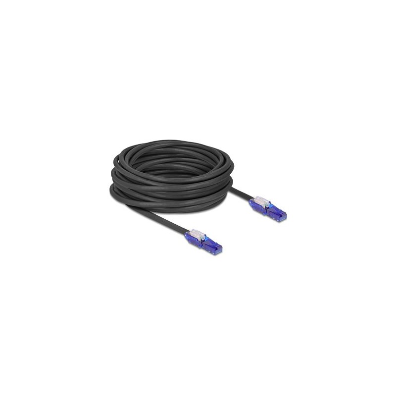 Delock - Sítový kabel - RJ-45 (M) úhel do RJ-45 (M) úhel - 10 m - 6 mm - UTP - CAT 6 - neobsahuje halogen - cerná