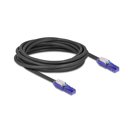 Delock - Sítový kabel - RJ-45 (M) úhel do RJ-45 (M) úhel - 5 m - 6 mm - UTP - CAT 6 - neobsahuje halogen, provedení bez hrbolku