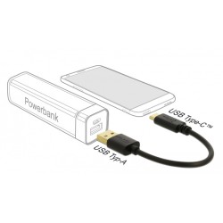 Delock - USB kabel - USB (M) do USB-C (M) - 3 A - 15 cm - cerná