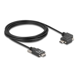 Delock - USB kabel - 24 pin USB-C (M) do 24 pin USB-C (M) levý/pravý úhel - USB 2.0 - 3 A - 3 m - krídlové šrouby, podpora