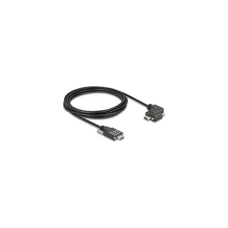 Delock - USB kabel - 24 pin USB-C (M) do 24 pin USB-C (M) levý/pravý úhel - USB 2.0 - 3 A - 3 m - krídlové šrouby, podpora