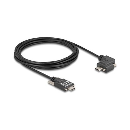 Delock - USB kabel - 24 pin USB-C (M) do 24 pin USB-C (M) levý/pravý úhel - USB 2.0 - 3 A - 3 m - krídlové šrouby, podpora