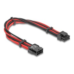 Delock - Prodlužovací šnura - 8 pin EPS12V (M) do 8 pin EPS12V (4+4) (F) - 3.3 / 5 / 12 V - 30 cm - cervená/cerná