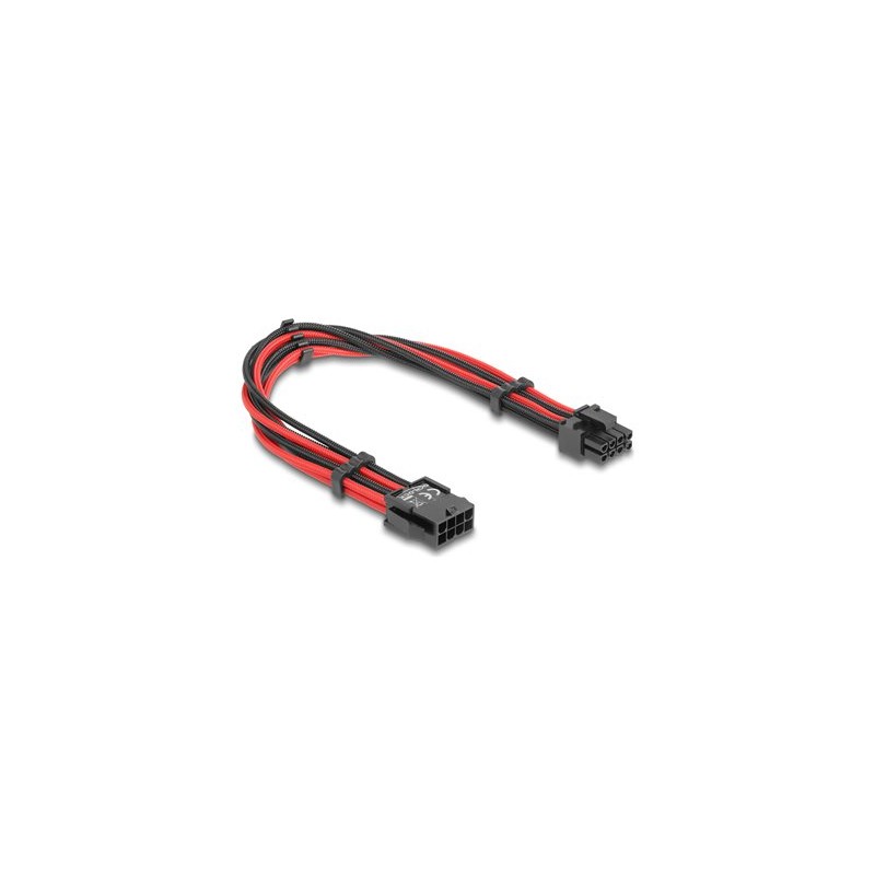 Delock - Prodlužovací šnura - 8 pin EPS12V (M) do 8 pinové napájení PCIe (6+2) (F) - 3.3 / 5 / 12 V - 30 cm - cervená/cerná