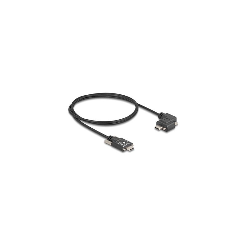 Delock - USB kabel - 24 pin USB-C (M) rovné do 24 pin USB-C (M) levý/pravý úhel - USB 2.0 - 3 A - 1 m - krídlové šrouby