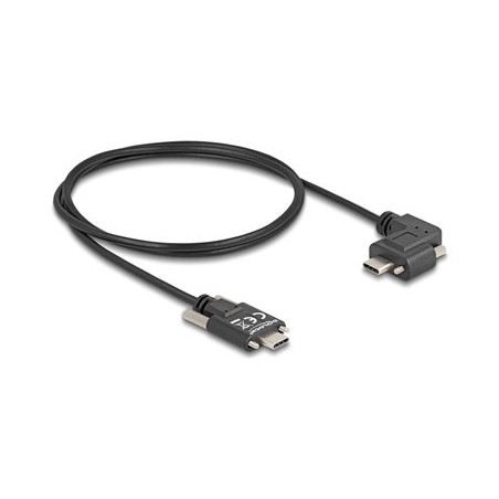 Delock - USB kabel - 24 pin USB-C (M) rovné do 24 pin USB-C (M) levý/pravý úhel - USB 2.0 - 3 A - 1 m - krídlové šrouby