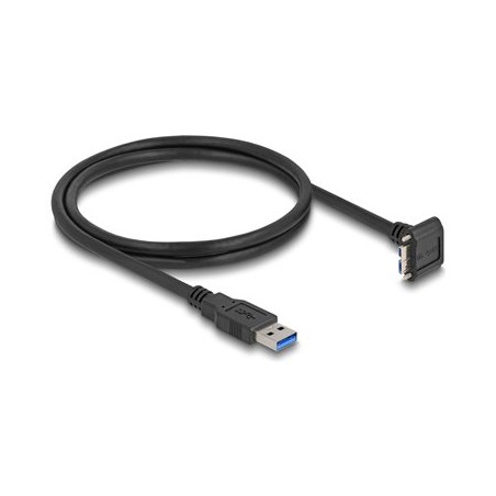 Delock - Kabel USB - USB typ A (M) rovné do Micro-USB typu B (M) dolu zahnutý - USB 3.0 - 1 m - krídlové šrouby, up to 5 Gbps