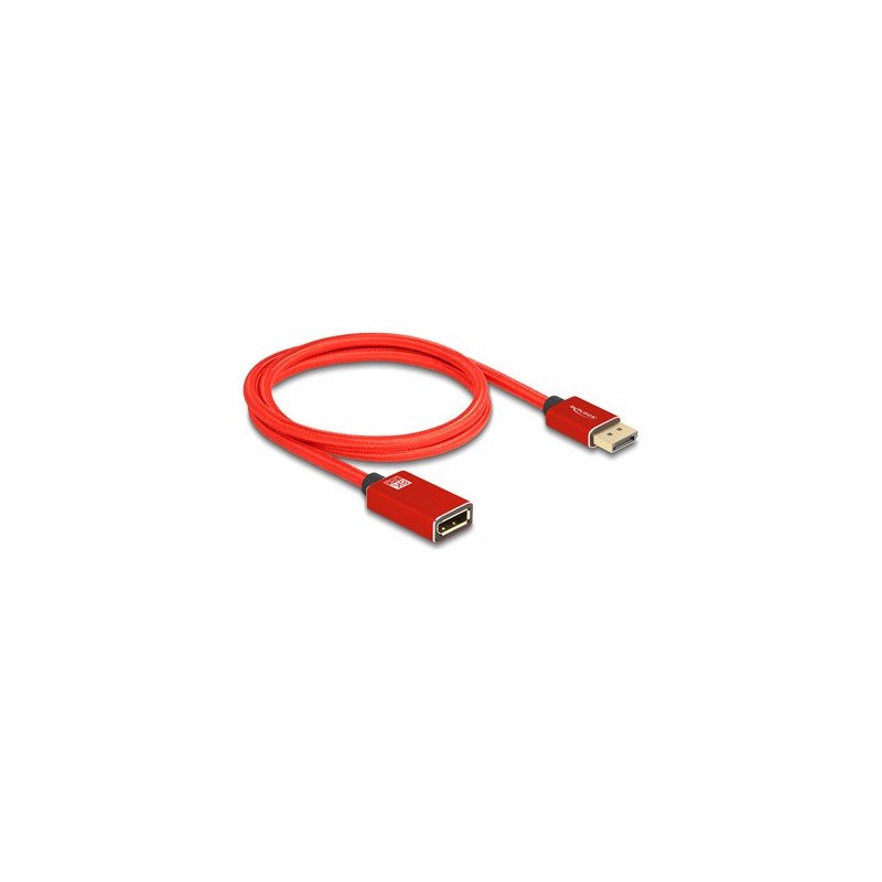 Delock - Prodlužovací kabel DisplayPort - DisplayPort (M) do DisplayPort (F) - DisplayPort 1.4 - 1 m - podpora 8K60Hz - cervená