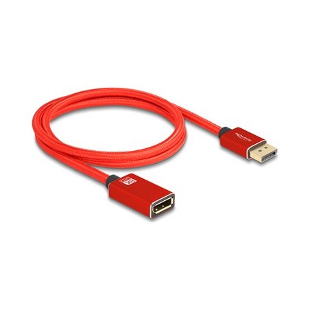 Delock - Prodlužovací kabel DisplayPort - DisplayPort (M) do DisplayPort (F) - DisplayPort 1.4 - 1 m - podpora 8K60Hz - cervená