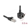 Delock - Sítový prodlužovací kabel - RJ-45 (M) do RJ-45 (F) úhlový, šroubovatelný - 0.5 m - 6 mm - stínená kroucená dvoulinka