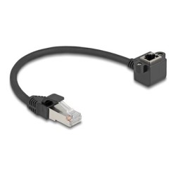 Delock - Sítový prodlužovací kabel - RJ-45 (M) rovné do RJ-45 (F) pravoúhlý - 25 cm - 6 mm - stínená kroucená dvoulinka (F/UTP)