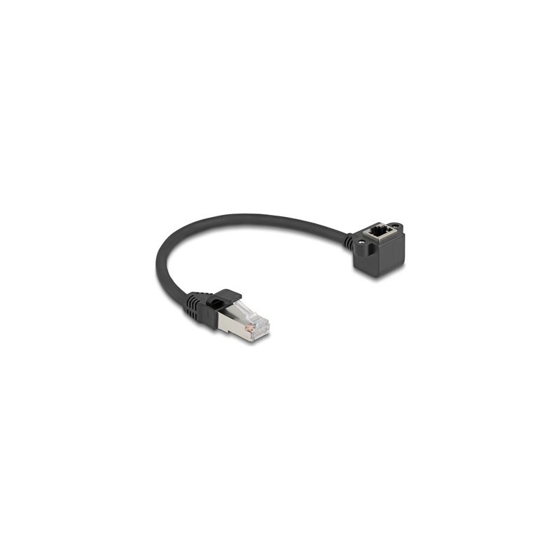 Delock - Sítový prodlužovací kabel - RJ-45 (M) rovné do RJ-45 (F) pravoúhlý - 25 cm - 6 mm - stínená kroucená dvoulinka (F/UTP)