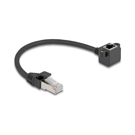 Delock - Sítový prodlužovací kabel - RJ-45 (M) rovné do RJ-45 (F) pravoúhlý - 25 cm - 6 mm - stínená kroucená dvoulinka (F/UTP)
