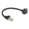 Delock - Sítový prodlužovací kabel - RJ-45 (M) rovné do RJ-45 (F) pravoúhlý - 25 cm - 6 mm - stínená kroucená dvoulinka (F/UTP)