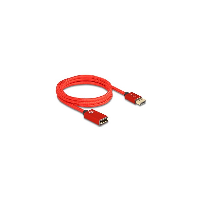 Delock - Prodlužovací kabel DisplayPort - DisplayPort (M) do DisplayPort (F) - DisplayPort 1.4 - 2 m - podpora 8K60Hz - cervená