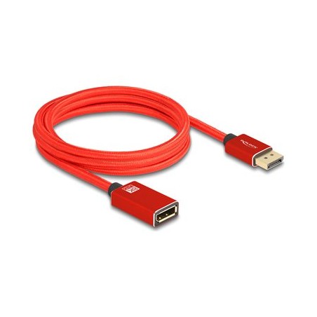Delock - Prodlužovací kabel DisplayPort - DisplayPort (M) do DisplayPort (F) - DisplayPort 1.4 - 2 m - podpora 8K60Hz - cervená