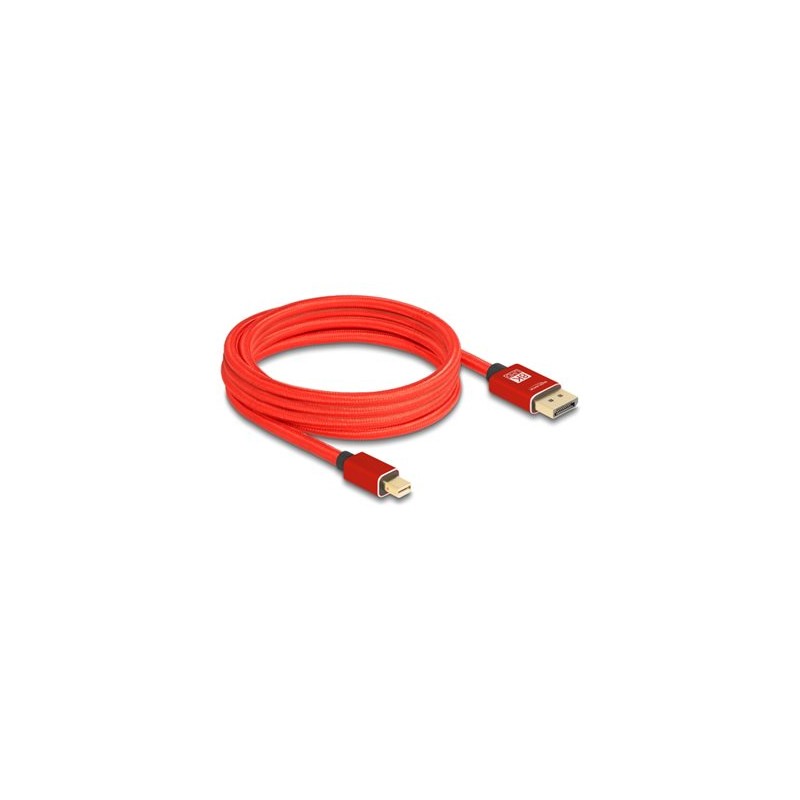 Delock - Kabel DisplayPort - Mini DisplayPort (M) do DisplayPort (M) - DisplayPort 1.4 - 3 m - podpora 8K60Hz - cervená