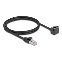 Delock - Sítový kabel - RJ-45 (M) do RJ-45 (F) úhlový, šroubovatelný - 1 m - 6 mm - stínená kroucená dvoulinka (F/UTP) - CAT 6