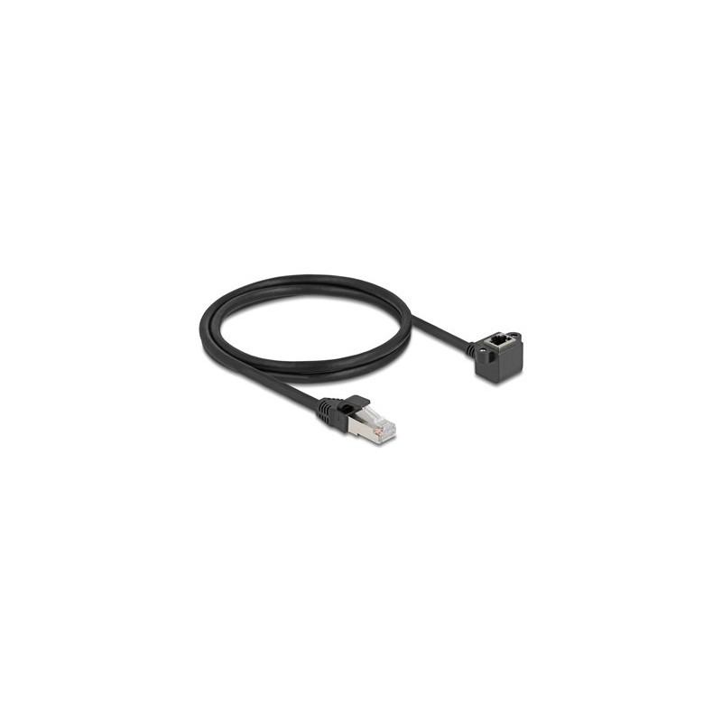Delock - Sítový kabel - RJ-45 (M) do RJ-45 (F) úhlový, šroubovatelný - 1 m - 6 mm - stínená kroucená dvoulinka (F/UTP) - CAT 6