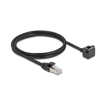 Delock - Sítový kabel - RJ-45 (M) do RJ-45 (F) úhlový, šroubovatelný - 1 m - 6 mm - stínená kroucená dvoulinka (F/UTP) - CAT 6
