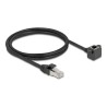 Delock - Sítový kabel - RJ-45 (M) do RJ-45 (F) úhlový, šroubovatelný - 1 m - 6 mm - stínená kroucená dvoulinka (F/UTP) - CAT 6
