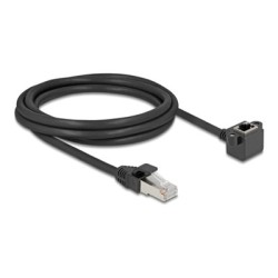 Delock - Sítový prodlužovací kabel - RJ-45 (M) do RJ-45 (F) zkosené - 2 m - 6 mm - stínené F/UTP - CAT 6 - podpora Gigabit