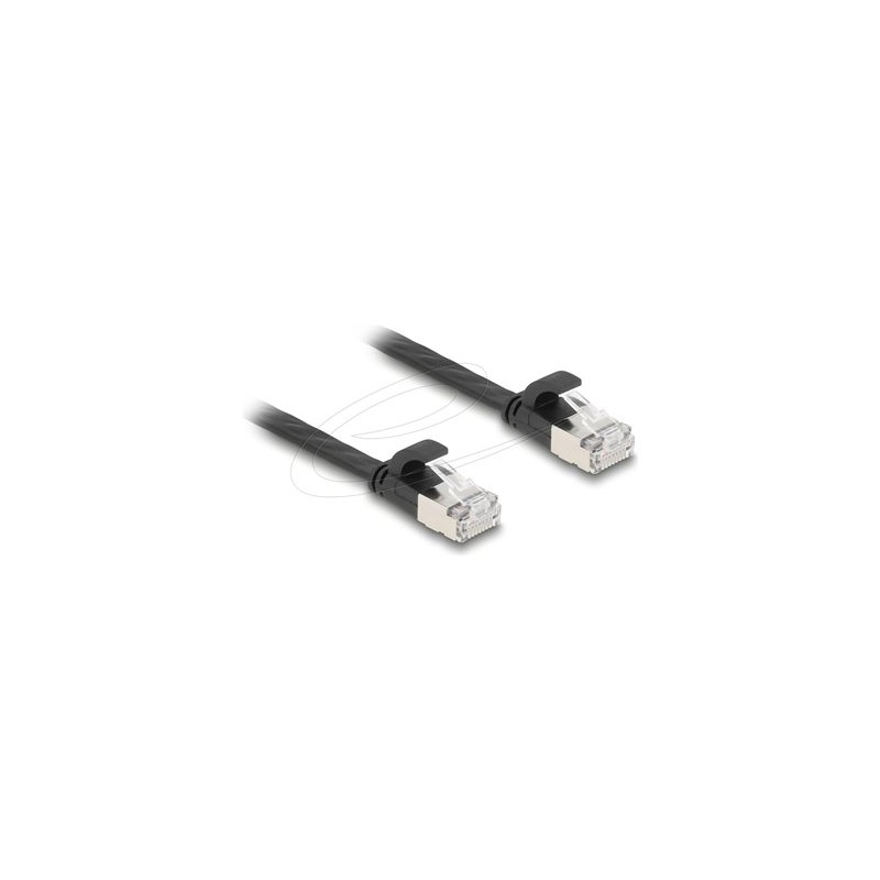 Delock - Patch kabel - RJ-45 (M) do RJ-45 (M) - 25 cm - U/FTP - CAT 6a - provedení bez hrbolku, plochý - cerná 81161