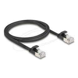 Delock - Patch kabel - RJ-45 (M) do RJ-45 (M) - 1 m - U/FTP - CAT 6a - provedení bez hrbolku, plochý - cerná 81163