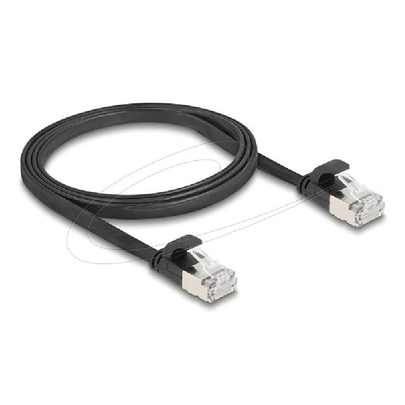 Delock - Patch kabel - RJ-45 (M) do RJ-45 (M) - 1 m - U/FTP - CAT 6a - provedení bez hrbolku, plochý - cerná 81163