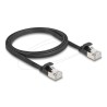 Delock - Patch kabel - RJ-45 (M) do RJ-45 (M) - 1 m - U/FTP - CAT 6a - provedení bez hrbolku, plochý - cerná 81163